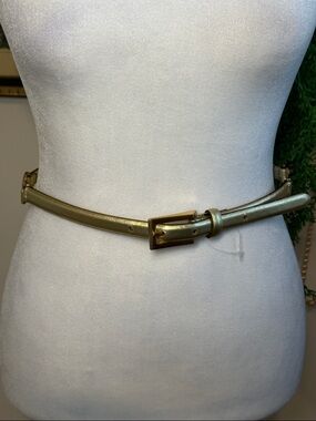 Linea Pelle Metallic Gold Slim Belt. Size Small